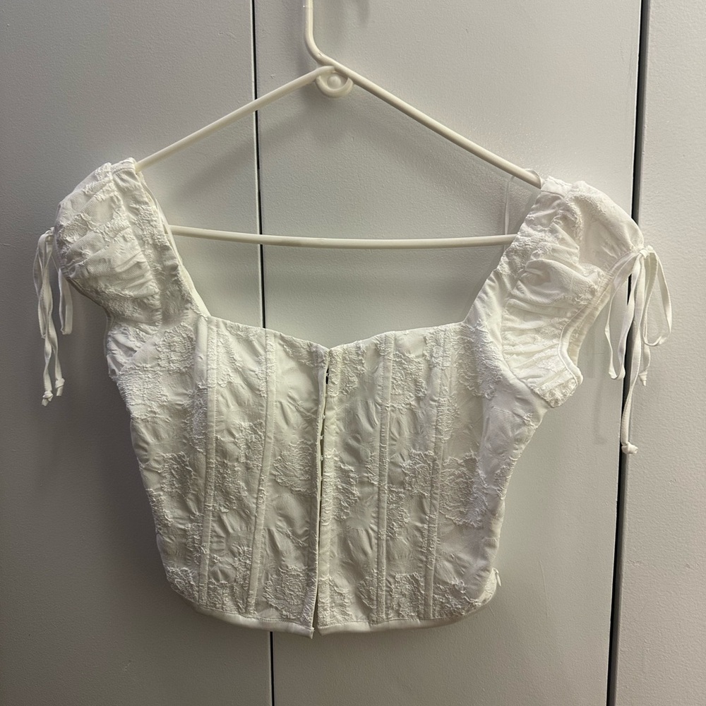 Cotton Candy White Corset Ruched Blouse